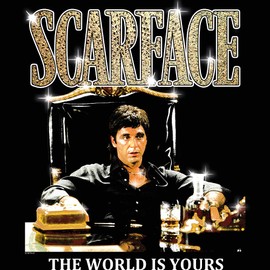 Premium Collection Scarface Gold Logo Mineral Wash Mens T Shirt 80s Movies Vintage Style Graphic Tees
