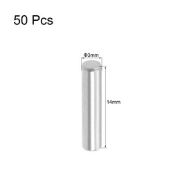 TOP-VIGOR 50Pcs 3mm x 14mm Dowel Pins Shelf Support Pegs, 304 Stainless Steel Cylindrical Shelf Support Pin Fasten Elements Silver Tone