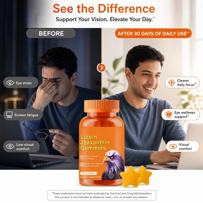 Eye Vitamin Gummies for Vision Support – Lutein Multivitamin Supplement
