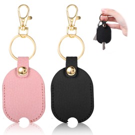 2Pcs Keychain,Leather Car Key Cover,Car Key Holder Leather Keychain Vintage Keys Fob Cover Stylish Keys Covers Caps Sleeve Broken Cars Loop Replacement Keychains Case Pouch Protector for Women Men