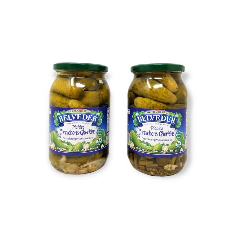 Belveder Pickles Cornichons-Gherkins 31.74 oz 900g, Vegan, Non-GMO, Gluten-Free Pack