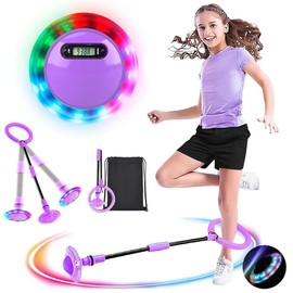 MEISHANG Swing Wheel with Light Wheel, Jumping Ring Foot Spinner Children, Swing Wheel with Counter, Timer, Calorie Counter, Children's Flashing Jump Ring, Foldable Flashing Jumping Ball, Gifts for