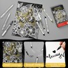 7Pcs White Acrylic Ink Pens Opaque Gold Black Dual Tip