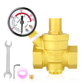 MEANLIN MEASURE 1 inch brass Water pressure regulating valve, pressure regulating valve, pressure reducing valve, DN25, with 0-220PSI pressure gauge