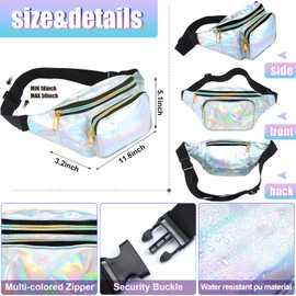 2 Piezas Riñonera Holográfica Bolsa Cangurera de Fiesta de Neón de Los 80 Bolsa de Playa con Cinturón Ajustable Brillante para Festival Neón para Mujeres Hombres (Blanco, Negro)