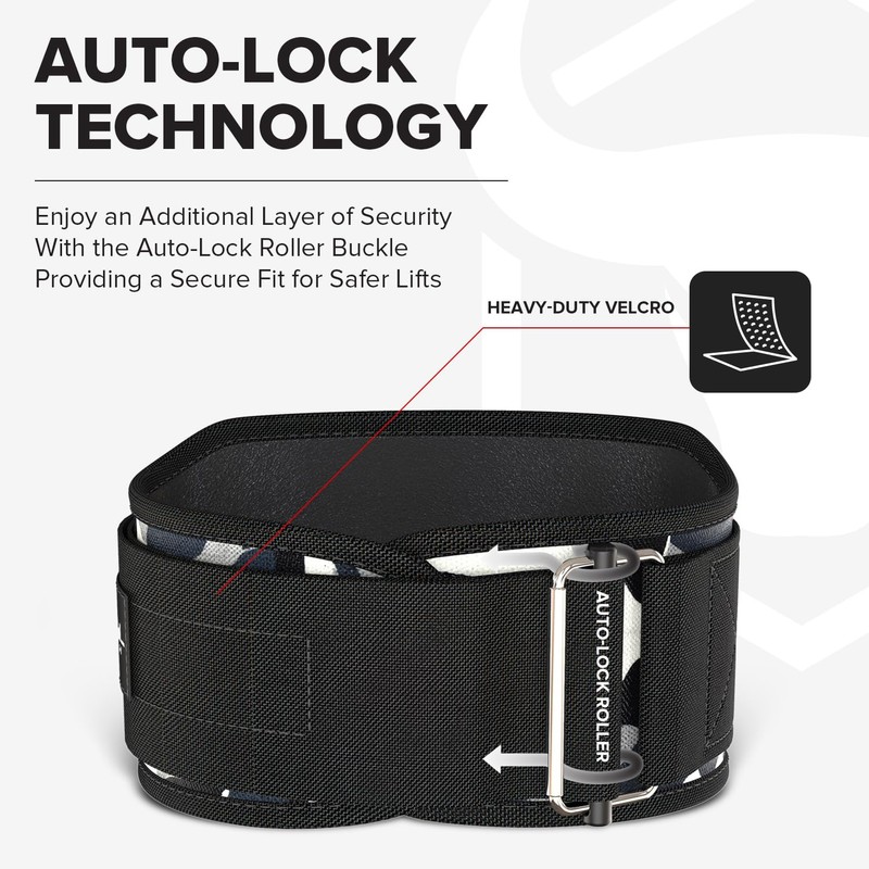 Weightlifting Belt for Men and Women - 6 Inch Auto-Lock