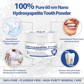 100% Pure Nano Hydroxyapatite Powder for DIY Toothpaste, Hydroxyapatite Powder for Enamel Remineralization Support, Sensitivity Comfort, Natural White
