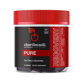Cheribundi Tart Cherry Gummies Pure | Performance for Maximum Recovery with 25 Tart Cherries | Powerful Antioxidant Support, Non-GMO, Gluten-Free, Vegan | 20 Calories per Serving | 60 Count