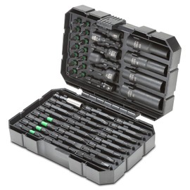 Steel Vision 48 pc Professional Bit and Socket Set, Screwdriver Bit Set, Impact Ready, Torsion Bit Set, 2 in Nutsetter, 2 in Adapter, 3/8 in Dr. Deep Sockets,