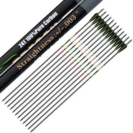 sanlida Archery 100% Pure Carbon Arrows, Dragon 9 Flagship Carbon Hunting Arrows for Compound Bow and Recurve Bow, Professional Standard Hunting Arrows Pack of 12 (+/-.003" Straightness, 300 Spine)