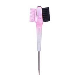 Style Factor EDGE BOOSTER® Edge Brush+Comb Mini | Baby Hair Brush/Travel Brush with Compact Case | Travel Size Dual-Ended Boar Bristles & Pintail Comb for Edges, Parting & Styling | Pink/White