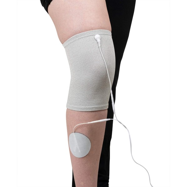 TENS 7000 Conductive TENS Knee Sleeve, 2 Pack - for Arthritis, Poor Circulation, Numbness and More - Compatible with Most TENS Machine Units - 2 TENS Knee Sleeves, 4 TENS Unit Pads and Accessories