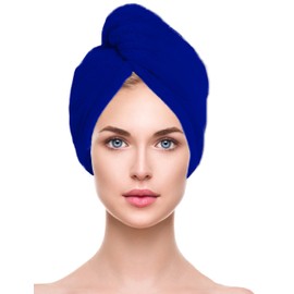 Luxe Home - Hair Turban Wrap | Matching Bath, Hand and Face Towel Set | Matching Bath Sheet Available | 600GSM | 100% Pure Turkish Cotton (Royal Blue)