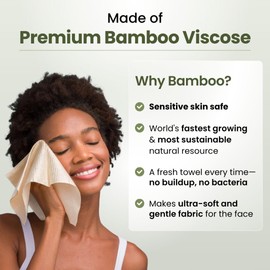 Clean Skin Club Bamboo Clean Towel XL World 1ST Toalla facial biodegradable Toallitas desechables para eliminar maquillaje seco 100% bambú orgánico Súper suave para pieles sensibles 50 unidades