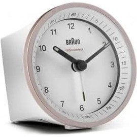 Braun BC07PW-DCF Radio-Controlled Alarm Clock in White/Pink with Crescendo Alarm, Snooze Function and Lighting