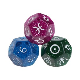 YUNAWU Multicolor 12 Sided Resin Dice Astrology Tarot Constellation Divination 3pcs