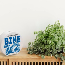 Bike Bank Money Box in Blue on the Theme of Motorcycle Buying and Motorcycling Beautiful Money Box Gift for Money Foxes Who Like a Biker's Dreams or Their Own Dream