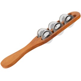 XDrum TS-1 Tambourine Stick Set of 3 – Wooden Jingles – 6 Pairs of Steel Jingles – Bell Rod with Ergonomic Handle, Ideal for Children – Length: 29.5 cm – Natural