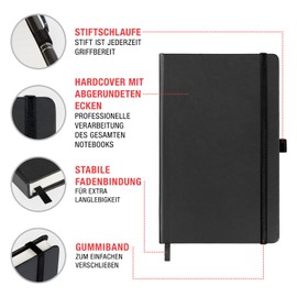 Notebook Lined with Elastic Band, 13 x 21 cm, Approx. A5, Hardcover Notebook, Notepad, Journal, Diary for Adults, Women (Eucalyptus)