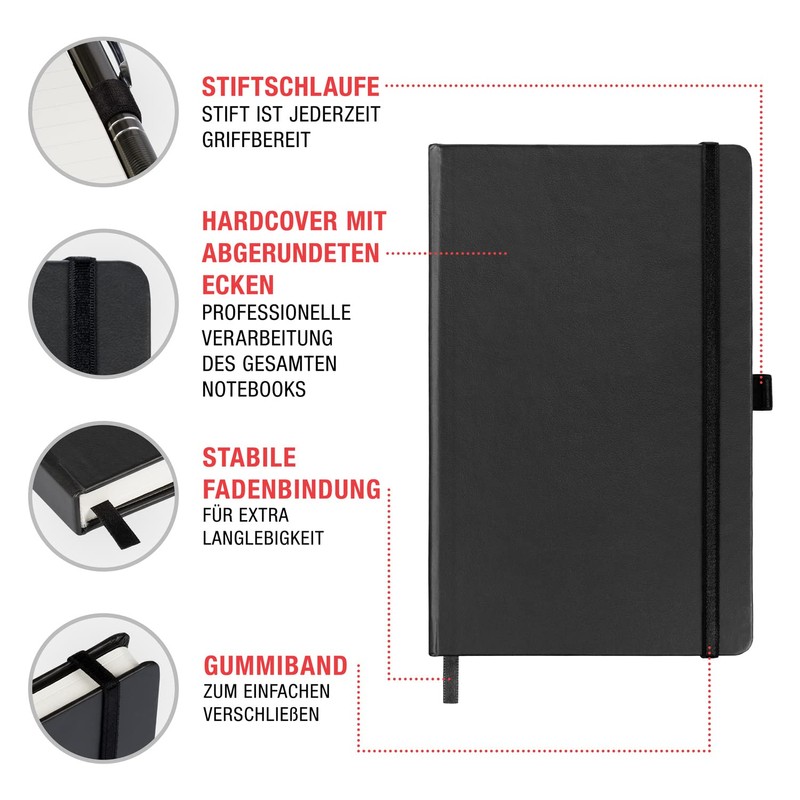 Notebook Lined with Elastic Band, 13 x 21 cm, Approx.