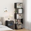 Gadroad 5-Tier Bookshelf, Tall S-Shaped Geometric Bookcase, Wood and Metal