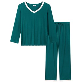 Joyaria Cooling Pajamas for Women Night Sweats Bamboo Viscose Pjs Comfy Lounge Set(Green, Medium)