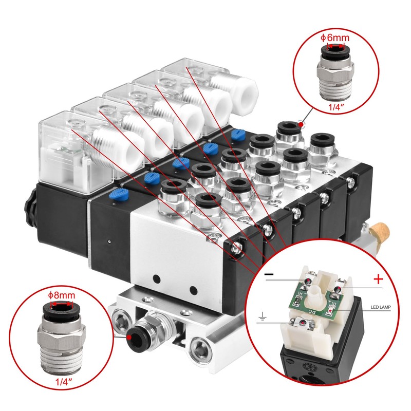 Heschen Electrical Pneumatic 5 Solenoid Valve 4V210-08 DC24V PT1/4 5
