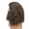 LAXSHZ Mens Long Brown Curly Hair Wig with Beard for