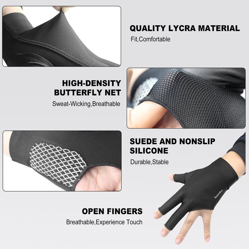 YFY Billiards Glove 3 Finger Pool Glove for Left Hand,