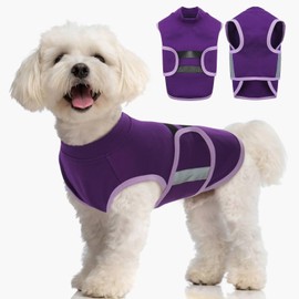 IECOii Dog Anxiety Vest,Adjustable Dog Clam Shirt with Reflective Stripe,Dog's Calming Coat Wrap,Anti-anxiety Dogs Shirts for Small Dogs,Doggy Calming Vest,Pet Anxiety Shirt,Purple,S