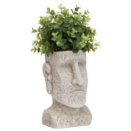 Bits and Pieces - Easter Island Head Statue Planter - Large Garden Decorations - Polyresin Sculpture - Indoor/Outdoor Moai Statue Planter - Moai Head Urn for Plants - 8.75" Tall