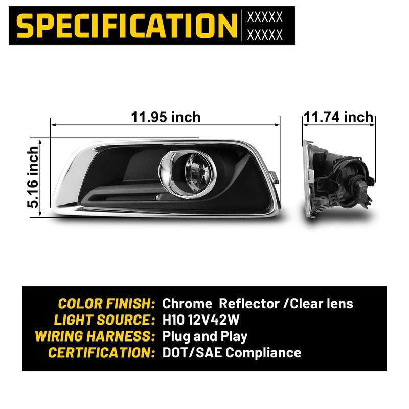 AUTOFREE Fog Lights Assembly for Chevy Malibu 2013 2014 2015