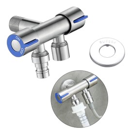 HONPHIER Gardena Diverter Valve Angle Regulating Valve with 2 Handles, 2-Way Brass Distributor, Hose Distributor, 1/2 Inch Water Distributor for Hand Shower, Toilet, Sink Washing Machine (Male)