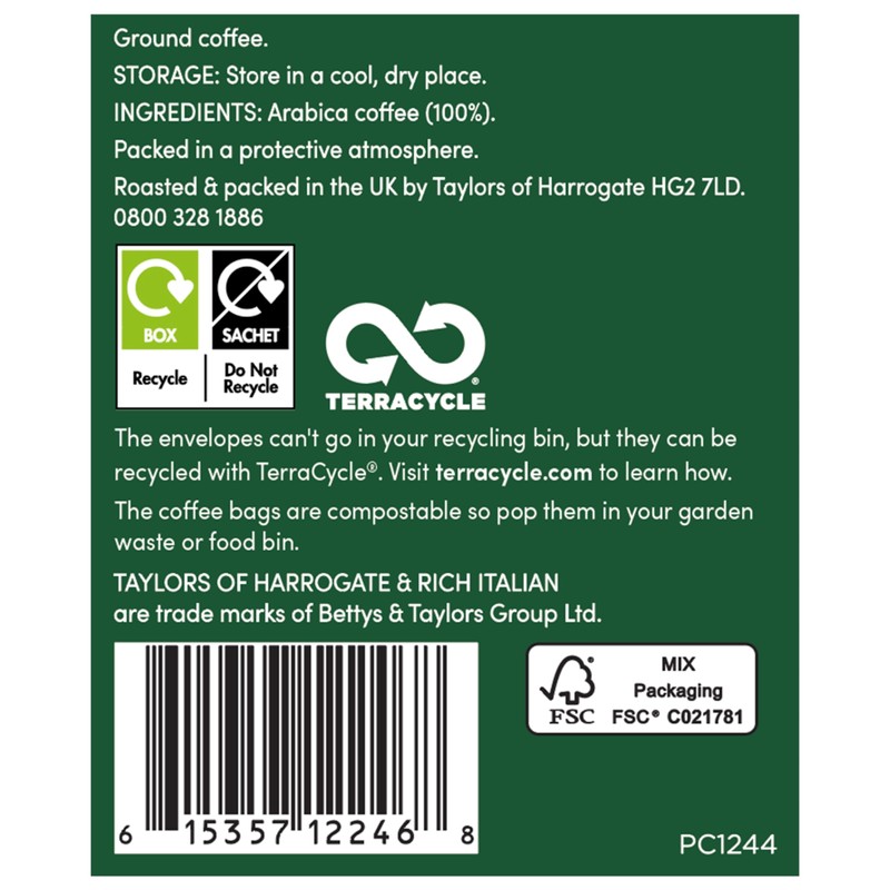 Taylors of Harrogate Rich Italian Coffee Bags 10s