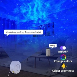QIUZONAI Smart Galaxy Star Projector,LED Starry Sky Night Light,Nebula Ceiling Night Light App & Voice Controlled,North Star Light,Dynamic Water Wave Pattern