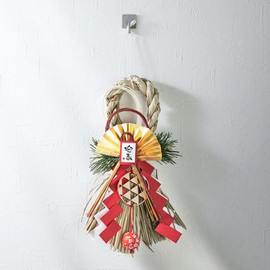 &NE NMH-367-CH Iida Mizuhiki New Year Ornament, Shimenawa, Long, Halle and Kee, Width 6.3 x Depth 2.2 x Height 11.0 inches (16 x 5.5 x 28 cm), Made in Japan, Shimmering Ornament, Wreath, Lucky Charm,