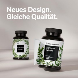 natural elements Curcuma extract capsules – comparison winner 2018* – curcumin content of one capsule corresponds to that of approx. 10.000 mg turmeric - high dose of 95% extract - laboratory-tested and manufactured in Germany