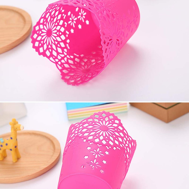 Plastic Flower Vase Pot Pen Makeup Brush Holder Desk Storage
