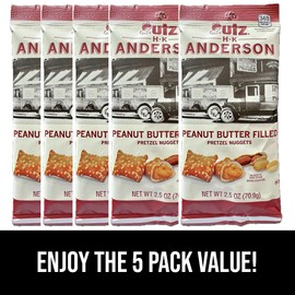 HK Anderson Peanut Butter Filled Pretzel Nuggets - 2.5 oz - Bulk - (Pack of 5) Packaged and Distributed by Casi Home