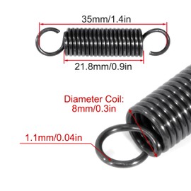 GUNGY Zugfedern mit Haken Klavierdraht Zugfeder Spannfeder 35mm Außendurchmesser 8mm Drahtdurchmesser 1,1mm Maximale Zugkraft 3,2kg 1,1x8x35mm 20 Stück
