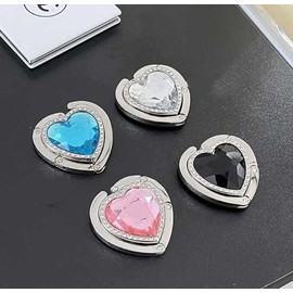 FGX 4pcs Handbag Holder Bag Holder Handbag Hanger Portable Foldable Bag Hook Table Hook Foldable Handbag Purse Hook Women Girls Christmas Decoration Love Diamond