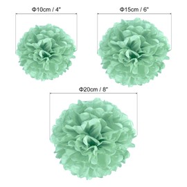 PATIKIL 4"/6"/8" Tissue Pom Poms Flowers, 12 Pack Paper Flower Ball for Wedding Bridal Shower Birthday Bachelorette Party Backdrop Decoration, Mint Green