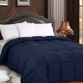 Utopia Bedding All Season 250 GSM Comforter - Soft Down Alternative Comforter - Plush Siliconized Fiberfill Duvet Insert - Box Stitched (King/Cal King, Navy)
