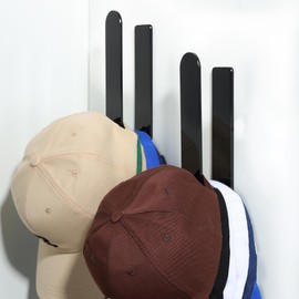 Daoun 2 Packs Hat Hangers for Wall - Hat Hook Acrylic Baseball Hat Rack Adhesive Baseball Cap Organizer Hat Holder for Wall Closet Door Bedroom Organization