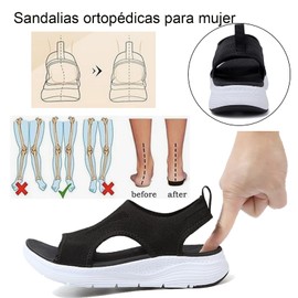 YASOWIN Sandalias Deportivas Ortopédicas para Mujer Zapatos con Punta Abierta Cuña Lavable de Malla de Verano Sandalias de Playa para Caminar