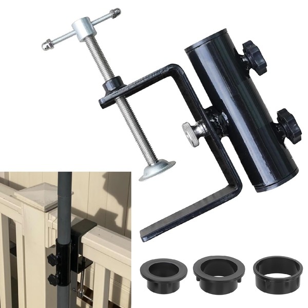 Patio Umbrella Clamp, Heavy Duty Deck Railing Umbrella Holder, Balcony