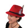 Traditional German Bavarian Red Felt Fedora for Men and Hat