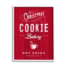 Stupell Industries Christmas Cookie Bakery Holiday Advertisement Festive Cocoa, Designed by Nina Pierce White Framed Wall Art, 11 x 14, Red
