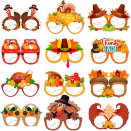 CUUSNNY 24 Pcs Thanksgiving Glasses,Fall Thanksgiving Party Favors Turkey Paper Eyeglasses Funny Cosplay Party Glasses Photo Props for Kids Adults Supplies