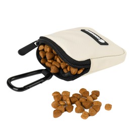 Waterproof Dog Treat Pouch, Dog Training Treat Pouch Built in Poop Bag Dispenser Adjustable Shoulder Bag (BLK) (Beige Small Pouch)